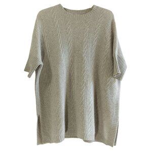 Cynthia Rowley Cashmere Sweater Ivory Cable Knit Mariner Fishermen Crew Boxy